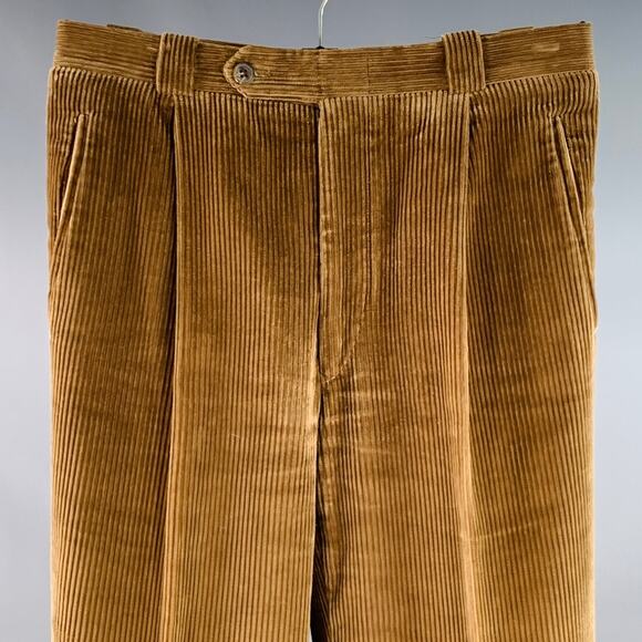WILKES BASHFORD Size 28 Brown Tan Corduroy Pleated Casual Pants - Picture 2 of 7